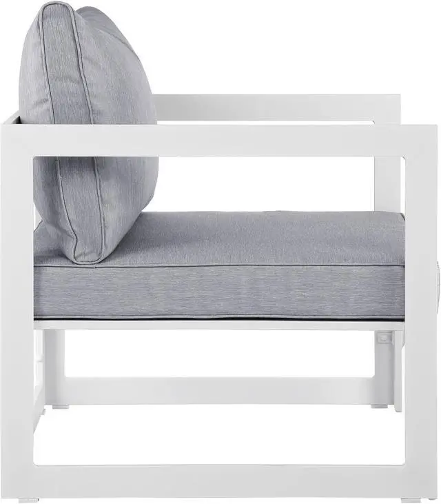 Alt view image 4 of 6 - Fortuna 6 Piece Outdoor Patio Sectional Sofa Set - White Gray