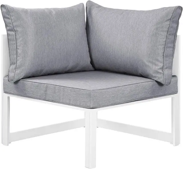 Alt view image 5 of 6 - Fortuna 6 Piece Outdoor Patio Sectional Sofa Set - White Gray