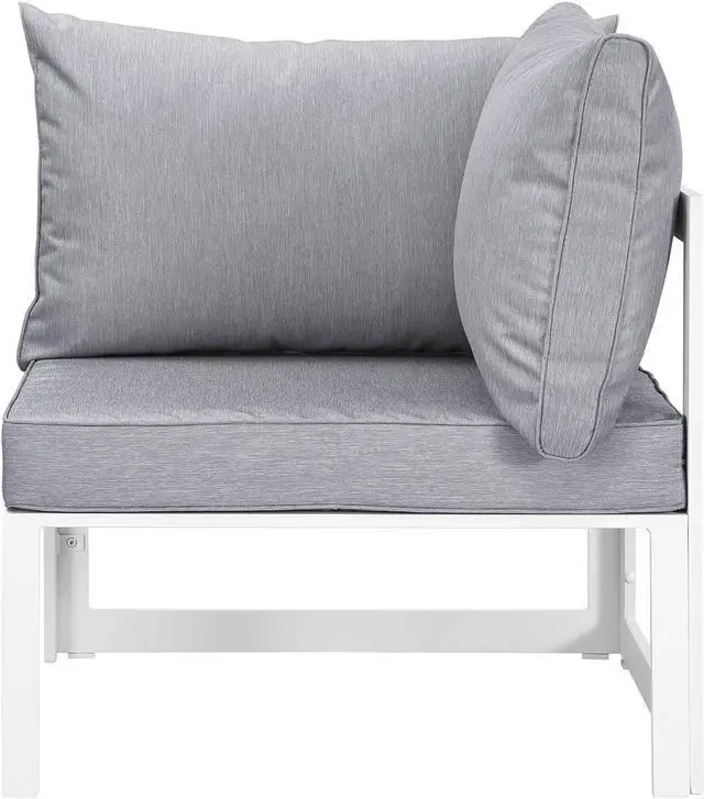 Alt view image 6 of 6 - Fortuna 6 Piece Outdoor Patio Sectional Sofa Set - White Gray