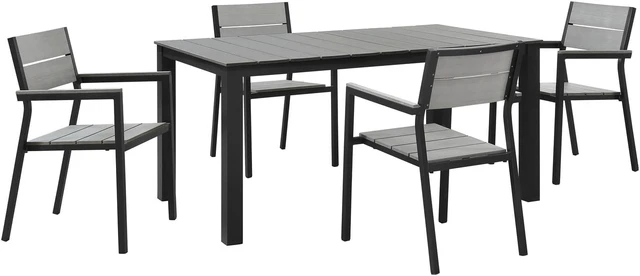 Main image of Maine 5 Piece Outdoor Patio Dining Set - Brown Gray