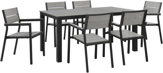 Main image of Maine 7 Piece Outdoor Patio Dining Set - Brown Gray
