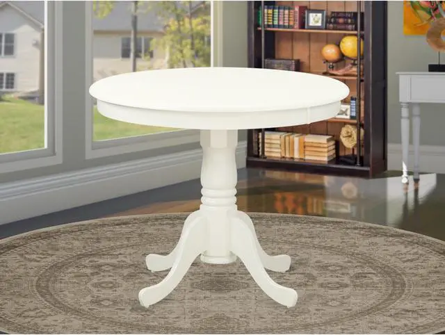 Alt view image 3 of 6 - ANT-LWH-TP Antique Table 36" Round with Linen White