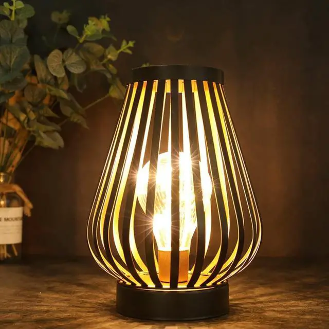 Alt view image 6 of 9 - JHY DESIGN Metal Cage LED Lantern Battery Powered 8.7inch Cordless Accent Light with LED Edsion Style Bulb Great for Weddings Parties Patio Events for Indoors Outdoors
