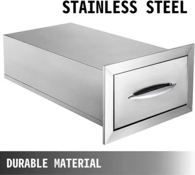 Alt view image 3 of 13 - VEVOR 8.5 x 14 BBQ Stainless Steel Single Drawers Flush Style + Handle Walled Island