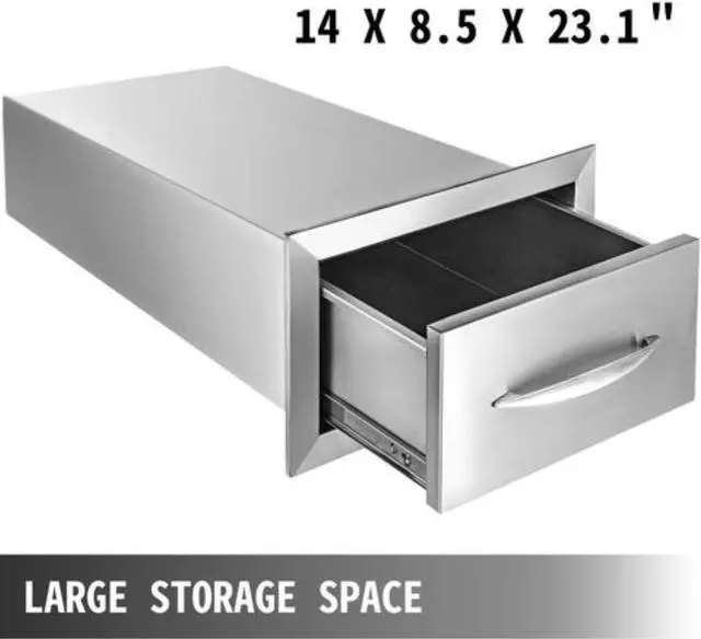Alt view image 4 of 13 - VEVOR 8.5 x 14 BBQ Stainless Steel Single Drawers Flush Style + Handle Walled Island