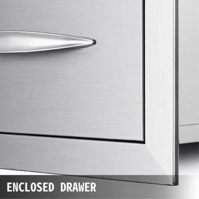 Alt view image 5 of 13 - VEVOR 8.5 x 14 BBQ Stainless Steel Single Drawers Flush Style + Handle Walled Island