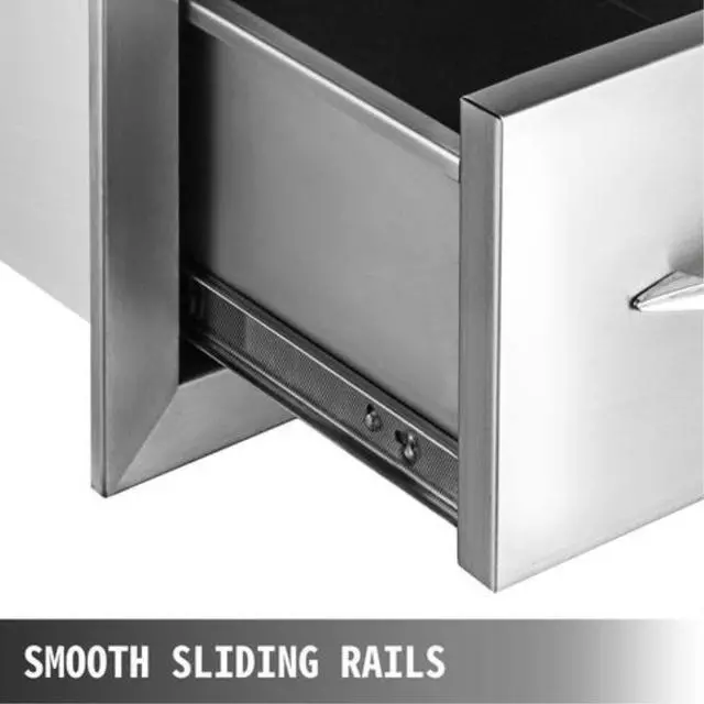 Alt view image 6 of 13 - VEVOR 8.5 x 14 BBQ Stainless Steel Single Drawers Flush Style + Handle Walled Island