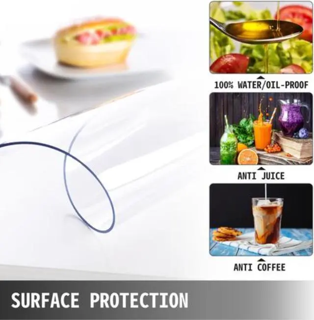 Alt view image 4 of 11 - VEVOR Pvc Tablecloth Protector Table Cover 44 X 90 Coffee Table Water Resistant