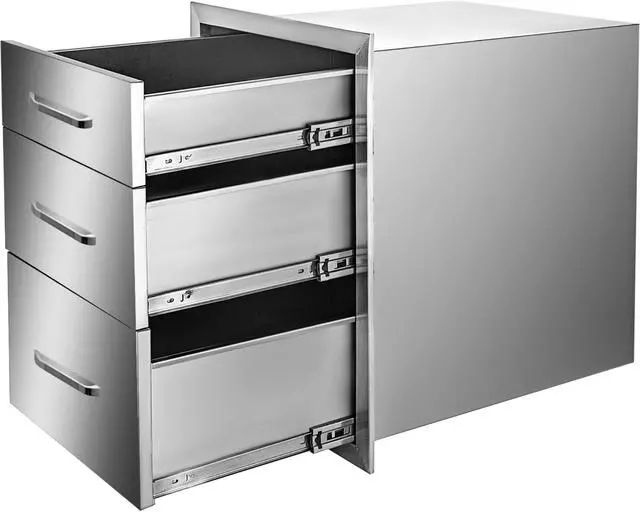 Alt view image 6 of 14 - VEVOR 20.25"x14" Outdoor Kitchen Drawer Bbq Storage With Handle Triple Drawers