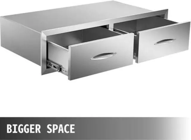 Alt view image 4 of 12 - VEVOR 30x10 Bbq Drawer 2 Horizontal Drawers Walled Island Durable Stainless Steel
