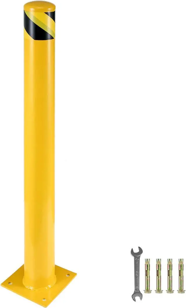 Main image of VEVOR Safety Bollard Steel Bollard Post 36"H 4.5"D Yellow Signs Pipe Steel Barrier