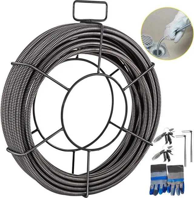 Alt view image 3 of 10 - VEVOR Drain Cable Sewer Cable 100' X 3/8'' Drain Cleaning Cable Auger Snake Pipe