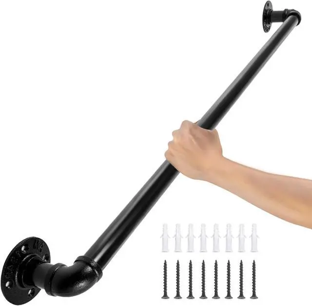 Main image of VEVOR Pipe Stair Handrail Staircase Handrail 2 Ft Carbon Steel For Wall Mount