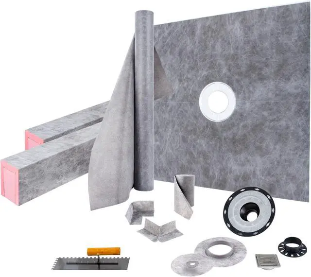 Main image of Vevor 48''x48'' Shower Kit With Shower Tray & Curb With Central Drain Kit Pvc