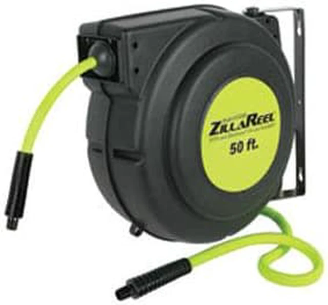Main image of Flexzilla Retractable Enclosed Plastic Air Hose Reel, 3/8 in. x 50 ft., Heavy Duty, Lightweight, Hybrid, ZillaGreen - L8250FZ