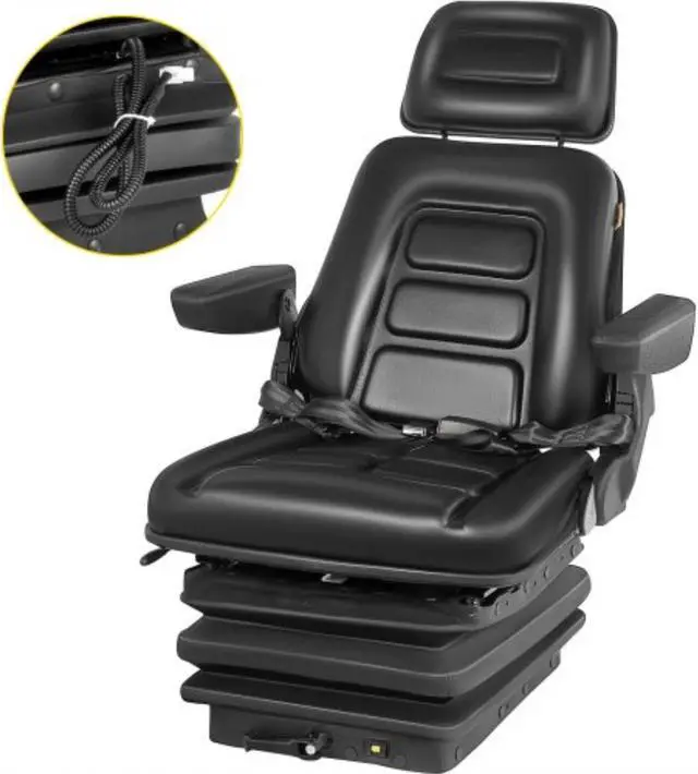 Main image of VEVOR Suspension Seat Adjustable Backrest Headrest Armrest, Forklift Seat With Slide Rails, Foldable Heavy Duty for Tractor Forklift Excavator Skid Steer
