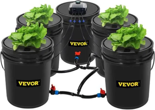 Main image of VEVOR Hydroponics Deep Water Culture DWC Hydroponic System 5 Gallon 5 Buckets