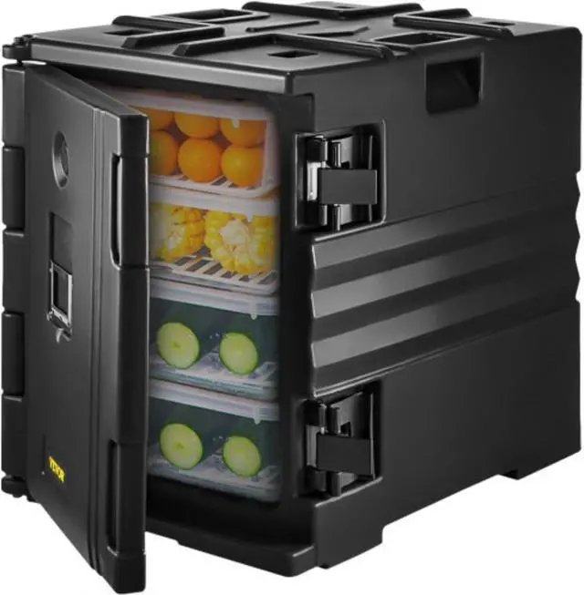 Main image of VEVOR Insulated Food Pan Carrier, 82 Qt Hot Box for Catering, LLDPE Food Box Carrier w/ Double Buckles, Front Loading Food Warmer w/ Handles, Stackable End Loader for Restaurant, Canteen, etc. Black