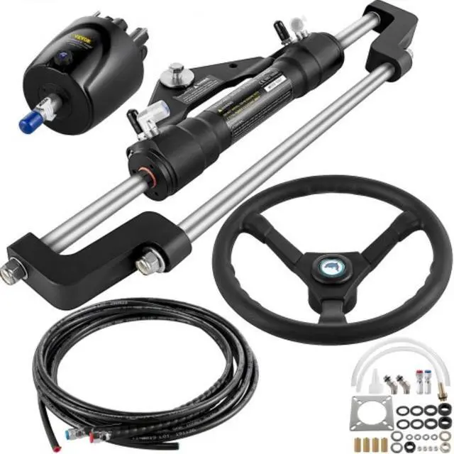 Main image of VEVOR Hydraulic Outboard Steering Kit 300HP, Hydraulic Steering Kit Helm Pump, Hydraulic Boat Steering Kit with 16 Feet Hydraulic Steering Hose for Boat Steering System