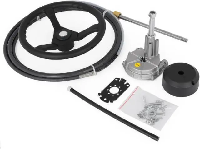Main image of VEVOR Outboard Steering System 10' Boat Steering Cable 10 Feet Marine Steering System 3/4'' Shaft with 13.5 Inch Wheel for Yachts and Waterborne Vehicles