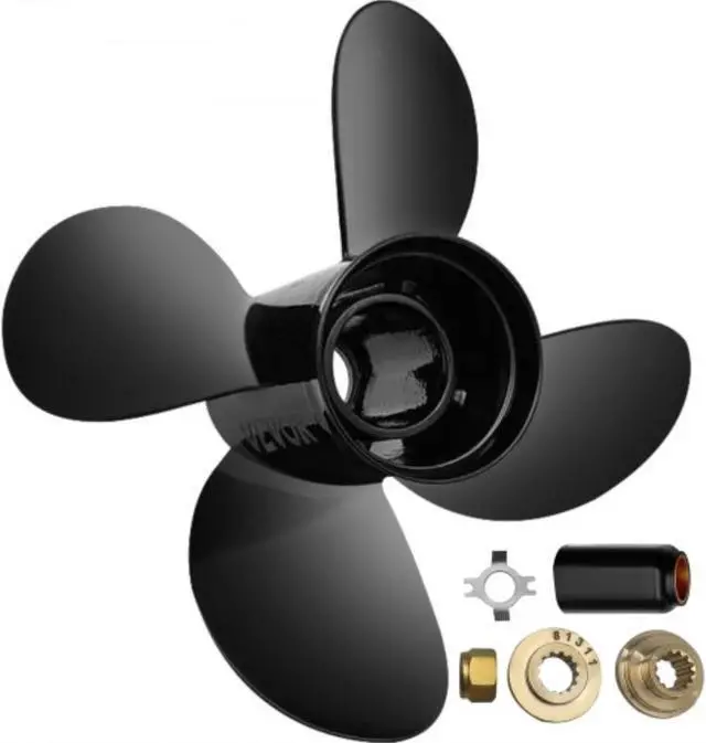 Main image of VEVOR Outboard Propeller, Replace for OEM 48-8M8026630, 4-Blade 10.3" x 13" AluminumBoat Propeller, Compatible w/Mercury Mariner 25HP Bigfoot/Command Thrust 60Hp Outboard, 13 Tooth Splines, RH