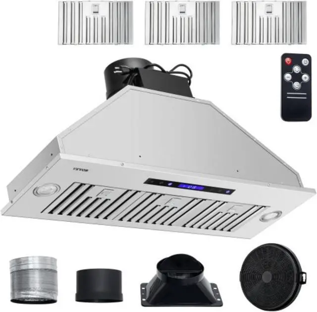 Main image of VEVOR Insert Range Hood, 900CFM 4-Speed, 36 Inch Stainless Steel Built-in Kitchen Vent with Touch & Remote Control LED Lights Baffle Filters, Ducted/Ductless Convertible, ETL Listed