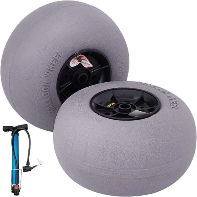 Main image of VEVOR Beach Balloon Wheels, 13" Replacement Sand Tires, TPU Cart Tires for Kayak Dolly, Canoe Cart and Buggy w/Free Air Pump, 2-Pack