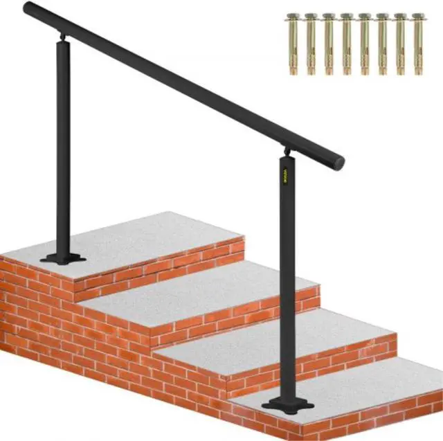 Main image of VEVOR Outdoor Stair Railing Kit, 5 FT Handrails 0-5 Steps, Adjustable Angle Black Aluminum Stair Hand Rail for The Elderly, Handrails for Indoor & Outdoor Steps