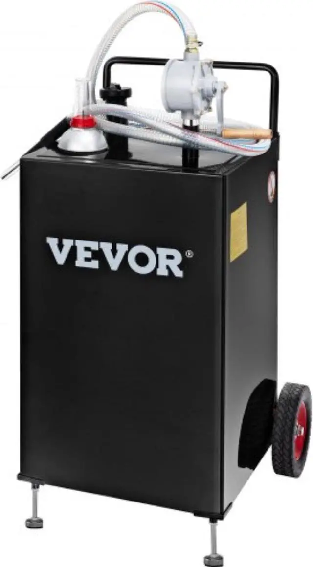 Main image of VEVOR 30 Gallon Gas Caddy, Fuel Storage Tank with Wheels, Portable Fuel Caddy with Manuel Transfer Pump, Gasoline Diesel Fuel Container for Cars, Lawn Mowers, ATVs, Boats, More, Black