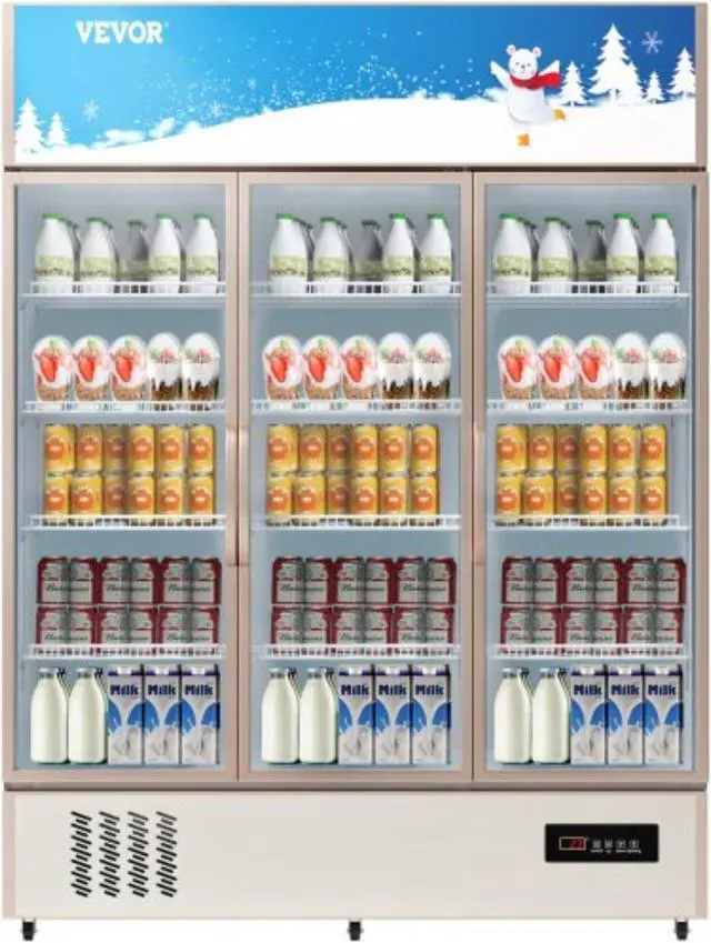 Main image of VEVOR Commercial Refrigerator,Display Fridge Upright Beverage Cooler, Glass Door with LED Light for Home, Store, Gym or Office, (35 cu.ft. Triple Swing Door)