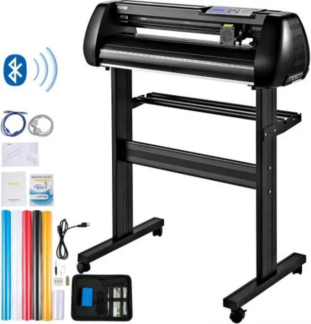 Main image of VEVOR Vinyl Cutter Machine, 34in Offline Bluetooth Cutting Plotter Machine, 400in/10m Steel Roller Shaft Adjustable Speed Force, SignMaster Software Tool DIY Craft Kit for Sign Making Windows & Mobile