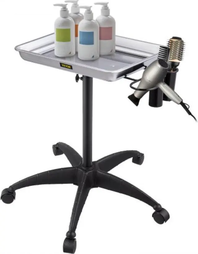 Main image of VEVOR Mayo Stand Medical Tray, Height Adjustable Stainless Steel Salon Tray Easy Assemble Tattoo Cart Lab Tray with 2 Cups & 1 Metal Ring for SPA Clinic Personal Care Lab Hospital Dentistry, Silver