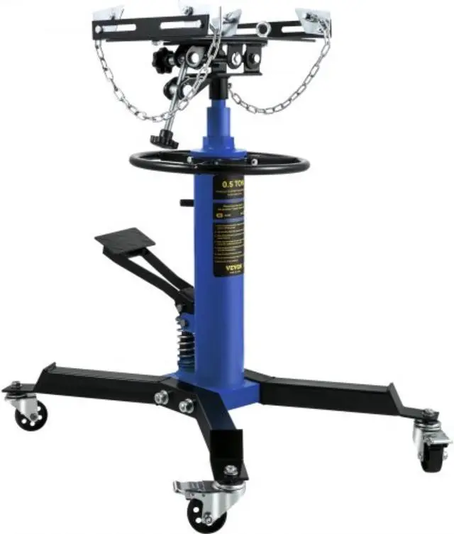Main image of VEVOR Transmission Jack,1/2Ton/1100lbs Capacity Hydraulic Telescopic Transmission Jack, 2-Stage Floor Jack Stand with Foot Pedal, 360 Swivel Wheel, Garage/Shop Lift Hoist, Blue
