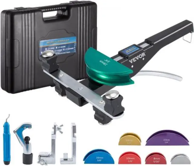 Main image of VEVOR Copper Pipe Bender, 7 Colorful Dies 1/4-7/8 inch 90 Degrees Forward and Reverse Bending, 6-22 mm for Copper & Aluminum Tubes with Reverse Bend Attachment