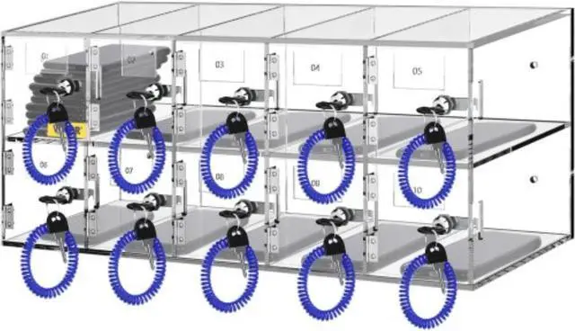 Main image of VEVOR Cell Phone Storage Locker, 10 Slots Acrylic Material with Door Locks and Keys, Wall-Mounted Cabinet Pocket Office Classroom Gym Box, Clear