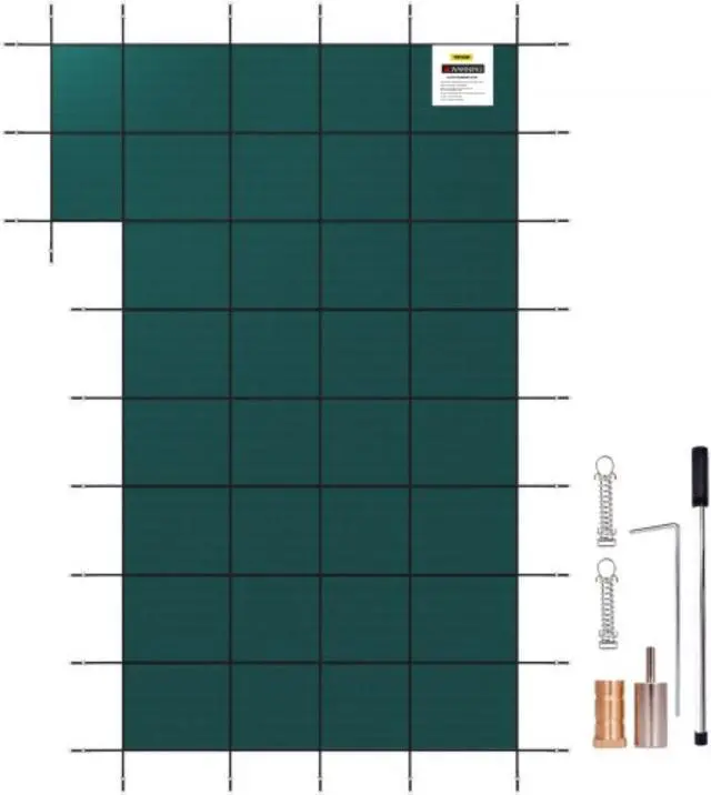 Main image of VEVOR IngroundPool Safety Cover, Fits 20ftx 40 ftRectangular Winter Pool Cover with Right Step,Triple Stitched, High Strength Mesh PP, Good Rain Permeability, Installation Hardware Included