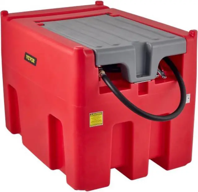 Main image of VEVOR Portable Diesel Tank, 116 Gallon Capacity & 10 GPM Flow Rate, Diesel Fuel Tank with 12V Electric Transfer Pump and 13.1ft Rubber Hose, PE Diesel Transfer Tank for Easy Fuel Transportation, Red