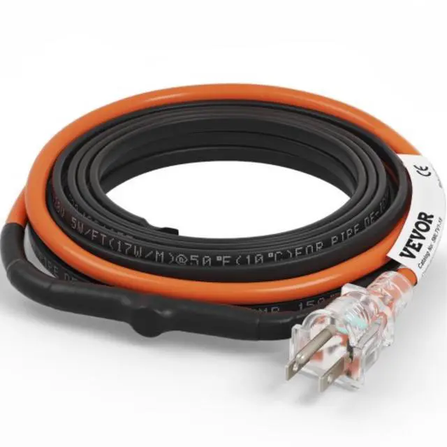 Main image of VEVOR Self-Regulating Pipe Heating Cable, 18-feet 5W/ft Heat Tape for Pipes Freeze Protection, Protects PVC Hose, Metal and Plastic Pipe from Freezing, 120V