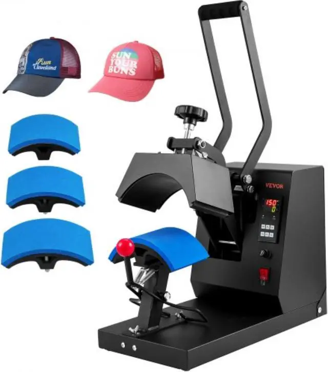 Main image of VEVOR Hat Heat Press, 4-in-1 Cap Heat Press Machine, 6x3inches Clamshell Sublimation Transfer, LCD Digital Timer Temperature Control with 4pcs Curved Heating Elements (6x3/6.7x2.7/6.7x2.7/8.1x3.5)