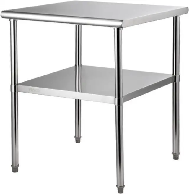 Main image of VEVOR Stainless Steel Prep Table, 30 x 30 x 36 Inch, 800lbs Load Capacity Heavy Duty Metal Worktable with Adjustable Undershelf & Feet, Commercial Workstation for Kitchen Garage Restaurant Backyard