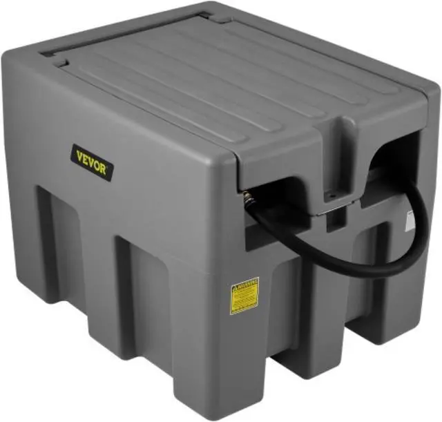 Main image of VEVOR Portable Diesel Tank, 58 Gallon Capacity & 10 GPM Flow Rate, Diesel Fuel Tank with 12V Electric Transfer Pump and 13.1ft Rubber Hose, PE Diesel Transfer Tank for Easy Fuel Transportation,Gray