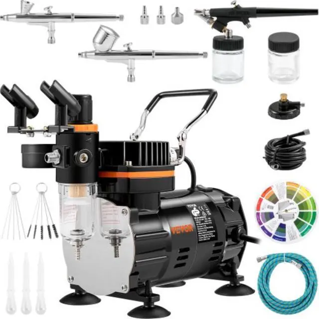 Main image of VEVOR Airbrush Kit, Professional Airbrush Set with Compressor, Airbrushing System Kit with Multi-Purpose Dual-Action Gravity Feed Airbrushes, Art Nail Cookie Tatto