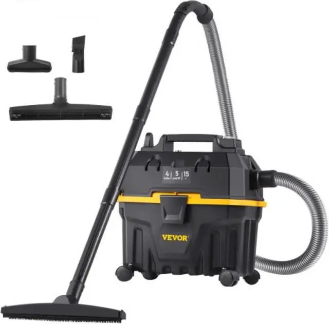 Main image of VEVOR Wet Dry Vac, 4 Gallon, 5 Peak HP, 3 in 1 Shop Vacuum with Blowing Function Portable Attachments to Clean Floor, Upholstery, Gap, Car, ETL Listed, Black