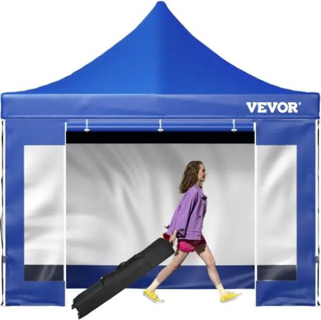 Main image of VEVOR Pop Up Canopy Tent, 10 x 10 FT, Outdoor Patio Gazebo Tent with Removable Sidewalls and Wheeled Bag, UV Resistant Waterproof Instant Gazebo Shelter for Party, Garden, Backyard, Blue