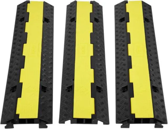 Main image of VEVOR 3 PCs Cable Protector Ramp 2 Channel 12000 lbs Load Wire Cable Cover Ramp