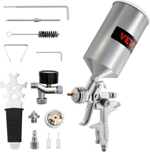 Main image of VEVOR HVLP Auto Paint Air Spray Kit Gravity Feed Car Primer 1.3/1.7mm Nozzle