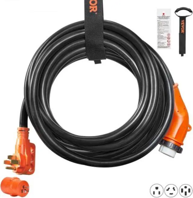 Main image of VEVOR 50ft RV Power Cord Generator Cord 50A NEMA SS2-50R/NEMA 14-50P ETL Listed