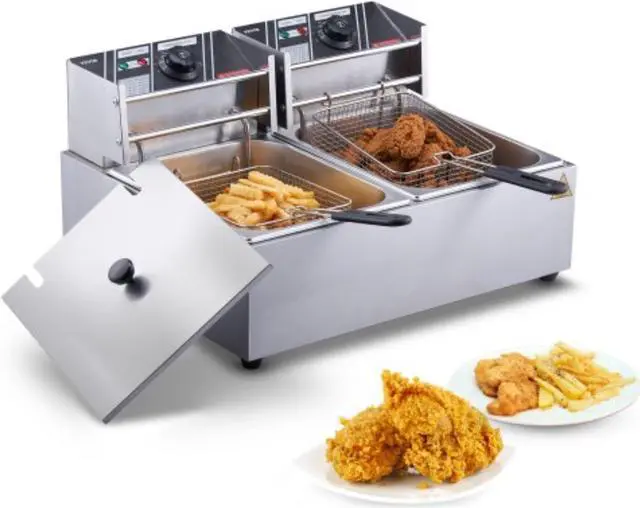 Main image of VEVOR Commercial Electric Deep Fryer Countertop Deep Fryer Dual Detachable Tanks