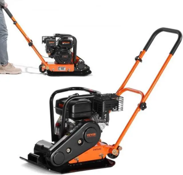 Main image of VEVOR Vibratory Compaction Tamper, 6.5 HP, 196CC Gas Engine, 4,200 lbs Force, 5,600 VPM Plate Compactor with 22.1 x 15.9 in Plate for Walkways, Asphalts, Paver Landscaping, CARB & EPA Compliant