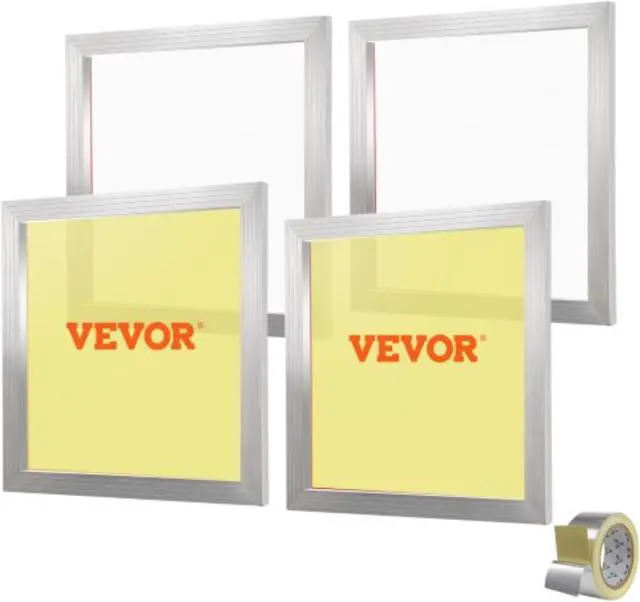 Main image of VEVOR Screen Printing Kit, 4 Pieces Aluminum Silk Screen Printing Frames, 20x20inch Silk Screen Printing Frame with 110 Count Mesh, High Tension Nylon Mesh and Sealing Tape for T-shirts DIY Printing